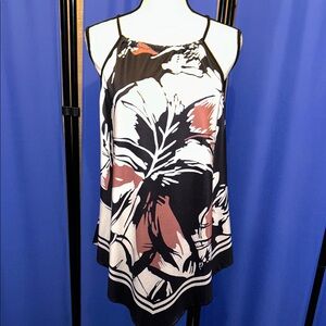 Floral Print Women's Top - Black and Pink